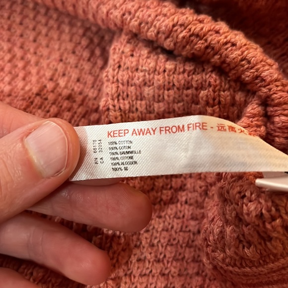 FP Beach tie waist lightweight 100% cotton pink sweater - Picture 5 of 5